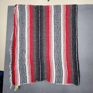 Frank's Falsa Throw Blanket Non-Standard Red Black Stripes Recycled Mexican